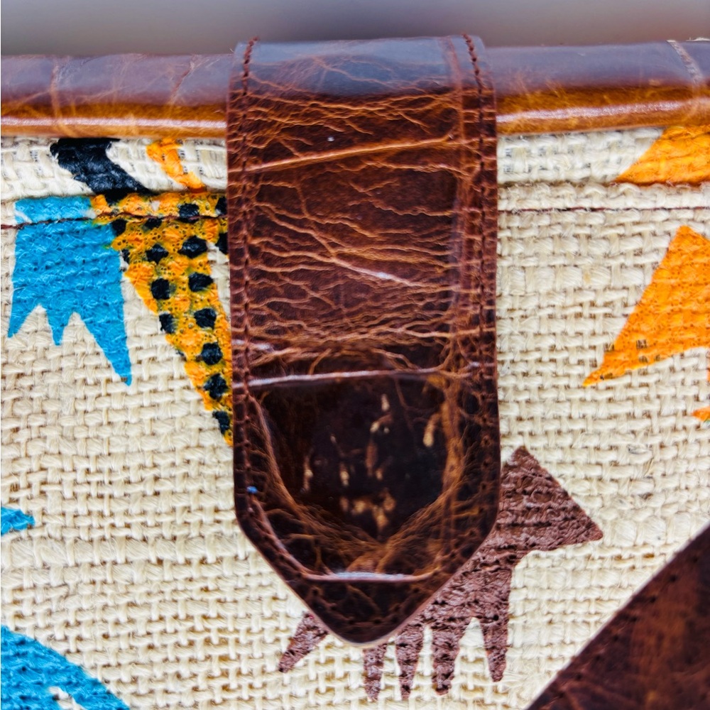 Vintage Marco Avane Tribal Print Crossbody Bag with Brown Leather Accents - Picture 7 of 11